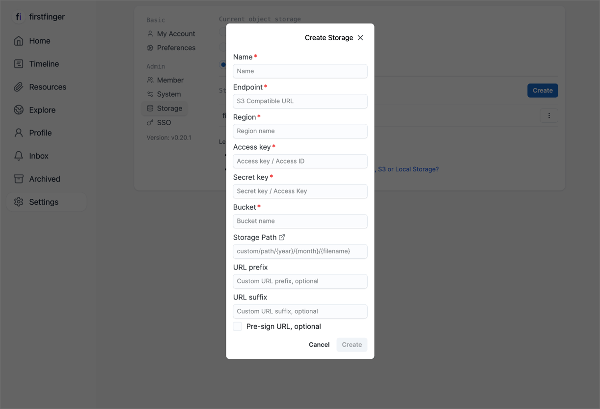 configure memos with external S3 Object Storage